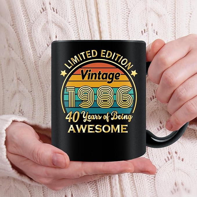 QUPT 40th Birthday Gifts for Women Men, 40th Birthday Gifts for Him, 1986 Birthday Gifts for Women Men, 40 Years Old Gifts, 1986 Birthday Gifts for Her Him, 40th Birthday Presents Coffee Mug