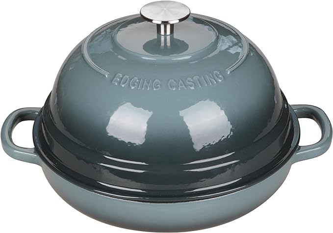Enameled Cast Iron Dutch Oven Pot with Lid, Round Bread Oven for Homemade Sourdough Bread Baking, 6 Quart, Slateblue