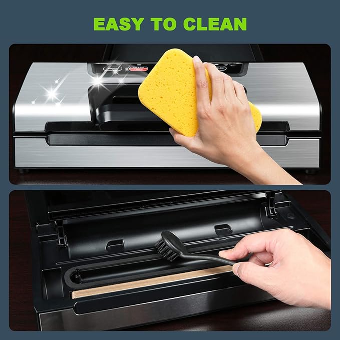 Precision Vacuum Machine,Pro Food Sealer with Built-in Cutter and Bag Storage(Up to 20 Feet Length), Both Auto&Manual Options,2 Modes,Includes 2 Bag Rolls 11?쓝16??and 8?쓝16??Compact Design
