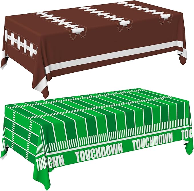 Gatherfun Football Party Decorations Disposable Tablecloth Plastic Touchdown Table Cover for Birthday Football Party Games Decoration 54 X 108Inch竊? Pack