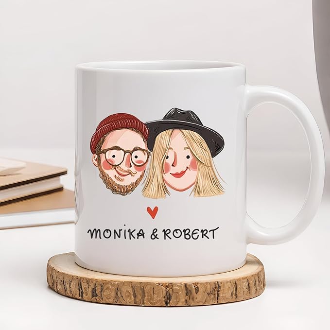 Custom Photo Coffee Mugs, Personalized Cartoon Portrait Mug From Photo, Personalized Mugs Couple With Multiple Styles Colors, Gifts Valentine Wedding Birthday Husband, Her, Him, Women 2