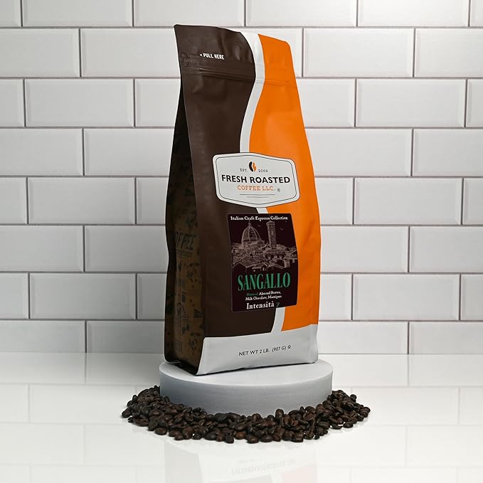 Fresh Roasted Coffee, Sangallo Italian Craft Artisan Blend, 5 lb (80 oz), Medium Roast, Kosher, Whole Bean