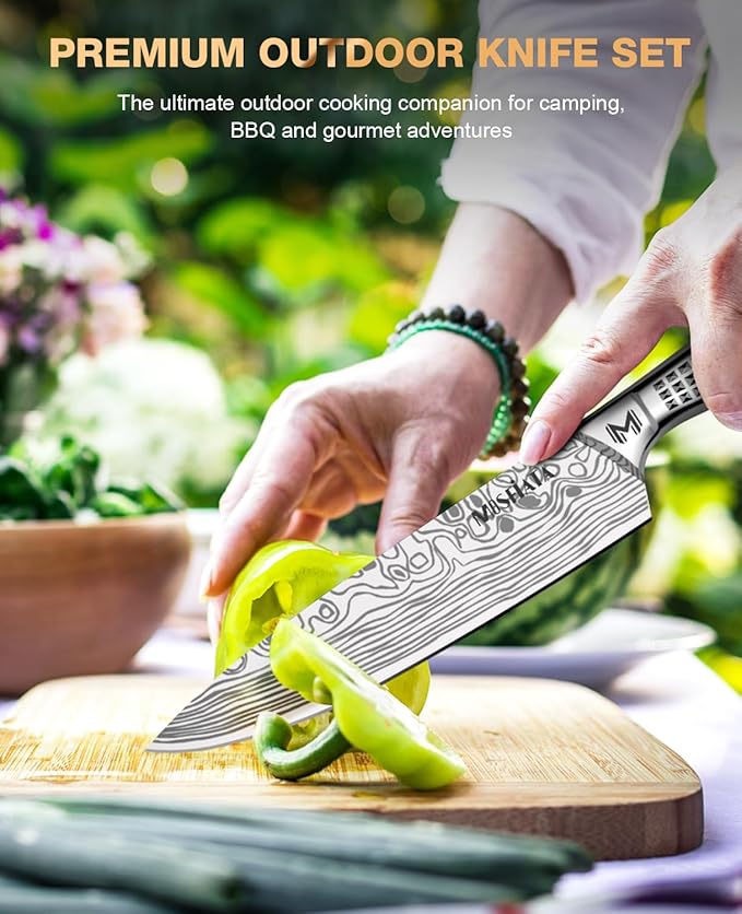 MOSFiATA 6pcs knife set竊똉apanese Stainless Steel Knife Sets for Kitchen with Oxford cloth storage bag Dishwasher Safe, For Outdoor