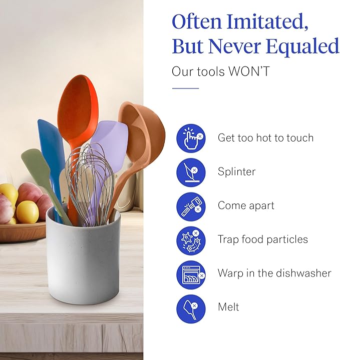 GIR: Get It Right 10-Piece Silicone Ultimate Kitchen Utensil Set ??Spatulas, Ladle, Flip, Spoons, Whisk, Peeler & Spoonula ??Nonstick, Non-Toxic, Heat-Resistant ??Mediterranean