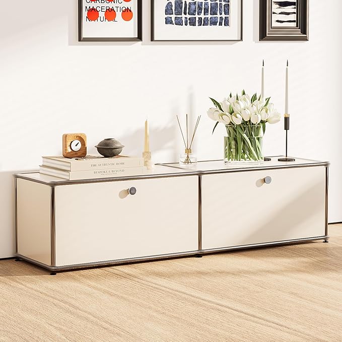 Modern Storage Cabinet Pantry Cabinet Versatile Free-Standing Organizer for Kitchen, Home, Office, Garage (White B)