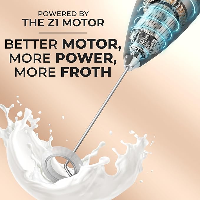 Zulay Kitchen Handheld Milk Frother with Duracell AA Batteries ??Ultra Fast Electric Mixer & Foam Maker, Easy-Clean Drink Mixer for Coffee & More