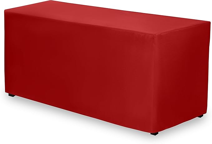Gee Di Moda Fitted Tablecloth - 48 x 30 Inch Red Floor-Length Fitted Table Cloth for 4 Foot Rectangle Table, Heavy Duty Washable Fabric for Parties, Dinner, Weddings, Baby Shower & Trade Show
