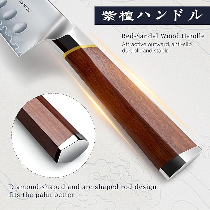 HOSHANHO 3 Pieces Knife Set, Ultra-Sharp Japanese Super Steel Kithen Knives Set, Professional Chef Knife Set with Ergonomic Wooden Handle & Gift Box