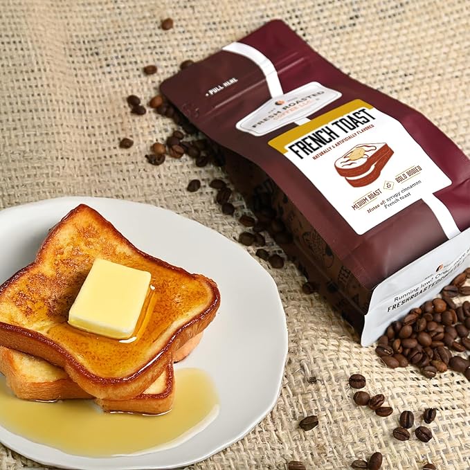 Fresh Roasted Coffee, French Toast Flavored Coffee, 12 oz, Medium Roast, Kosher, Ground