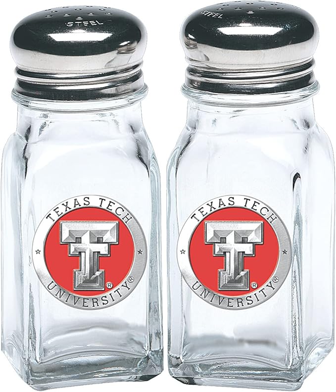 Heritage Pewter Texas Tech University Salt and Pepper Shaker Set of 2 Bottles | Expertly Crafted Pewter Glass