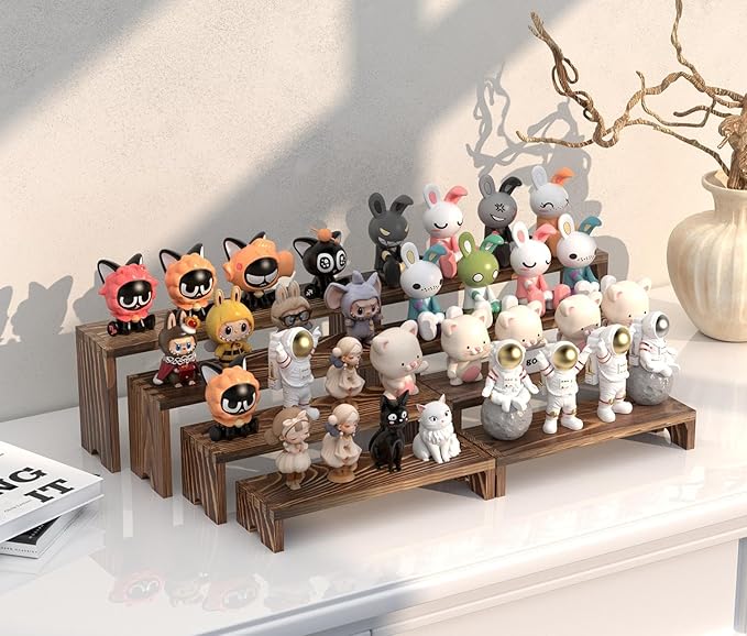 4 Set Large Wooden Tiered Riser Display Stands for Vendor Events,Stackable Perfume Organizer Cologne Stand for Men Women,Wooden Cupcake Dessert Stand,Wood Dessert Table Display Set,Food Display Risers for Party（12-11.2-10.4-9.6IN）