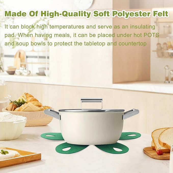 20 Pcs Felt Pot and Pan Protectors Larger & Thicker Colorful Pot Separators Pads 9/12/14/16 Inch for Stacking and Protecting Glassware, Cookware and More (Green)