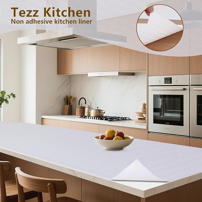 Shelf Liner, 11.8 Inches x 20 FEET Non-Slip Kitchen Cabinet Liner, Washable Oil-Proof Non-Adhesive Contact Paper for Drawer, Cabinet, Shelves, Cupboard, Refrigerator, Storage, Desks, Countertop