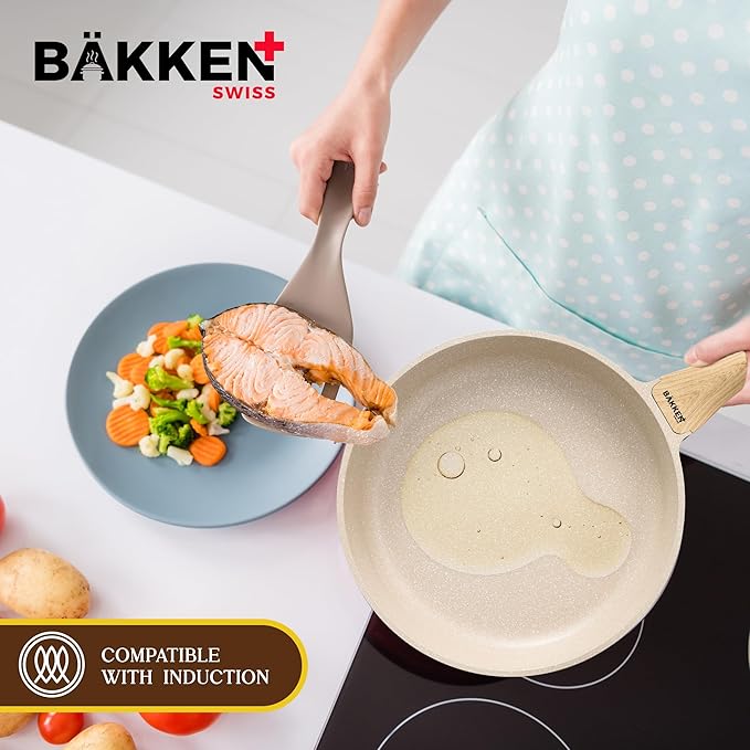 Bakken-Swiss 14-Piece Kitchen Cookware Set ??Granite Non-Stick ??Eco-Friendly ??PFOA, PFOS, and PTFE Free for All Stoves & Oven-Safe,
