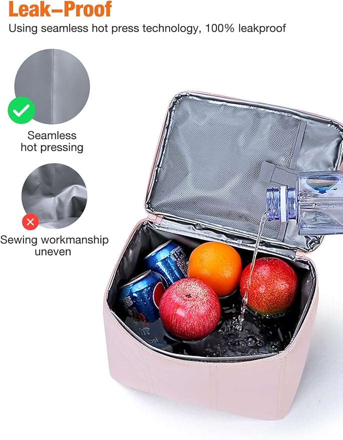 Vuudh Insulated Lunch Bags for Women, Quilted Lunch Box, Lightweight Puffy Padded Waterproof Lunch Tote, Reusable Lunch Cooler bag for Work Picnic Travel