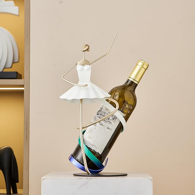 XINXUAN Ballet Dancer Metal Wine Rack-Modern Bar&Countertop Decor-Artistic Wine Holder- Gift for Wine Lover-14.96?쒱