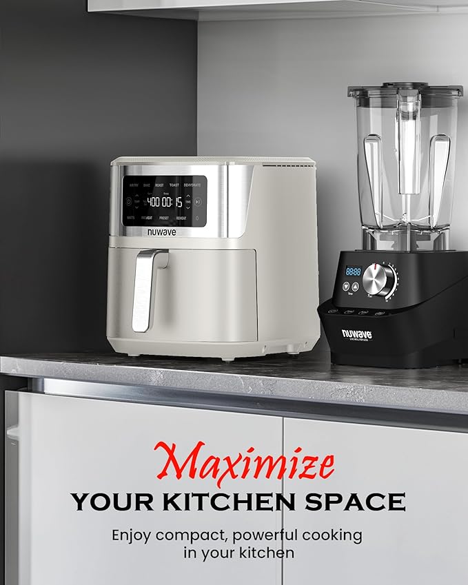 Nuwave Brio Plus 6-in-1 Air Fryer, 7-Qt Large Capacity, 50°F??00°F Precise Temp Control, Non-Toxic PFAS-Free Nonstick, Air Fry, Bake, Roast, Toast, Dehydrate, Reheat, 100 Presets, Dishwasher Safe