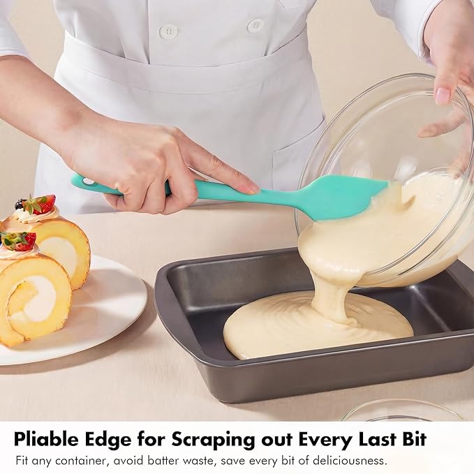 2 Pieces Silicone Spatula Set: Ironberry 600쨘F Heat Resistant Food Grade Cooking & Baking Utensils, Kitchen Flexible Nonstick Rubber Scraper for Scraping, Mixing, Scrambling, Flipping (Aqua Sky)