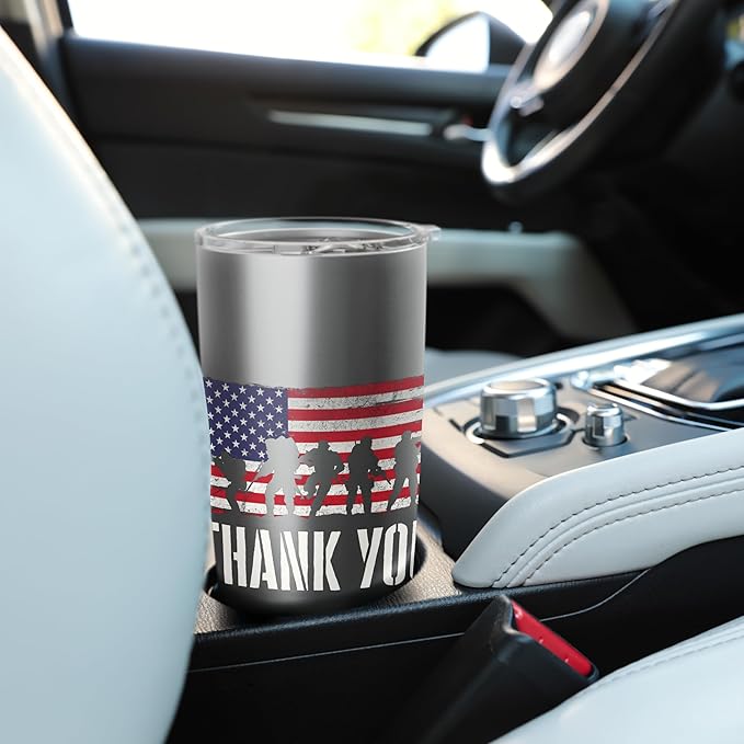 Thank You - Patriotic America Veterans Memorial Day Stainless Steel Insulated Tumbler