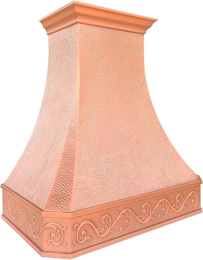 CT Copper Tailor Copper Vent Hood Wall Mount,60'' W,30''H,1260 CFM Exhaust Fan,Stainless Steel Vent,LED Light,Dishwasher-Safe Baffle Filters,Heavy Hammered-Penny Patina,VH3A
