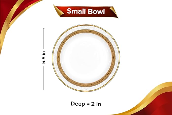 48 Piece Elegant Dinnerware Sets for 12 ??Porcelain Plates, Bowls ??White and Gold Rope Vintage Design Dishware for Kitchen Table, Formal Dining or Everyday Use (Rope Gold)