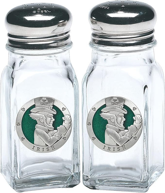 Heritage Pewter Irish Fighter Salt and Pepper Shaker Set of 2 Bottles | Expertly Crafted Pewter Glass