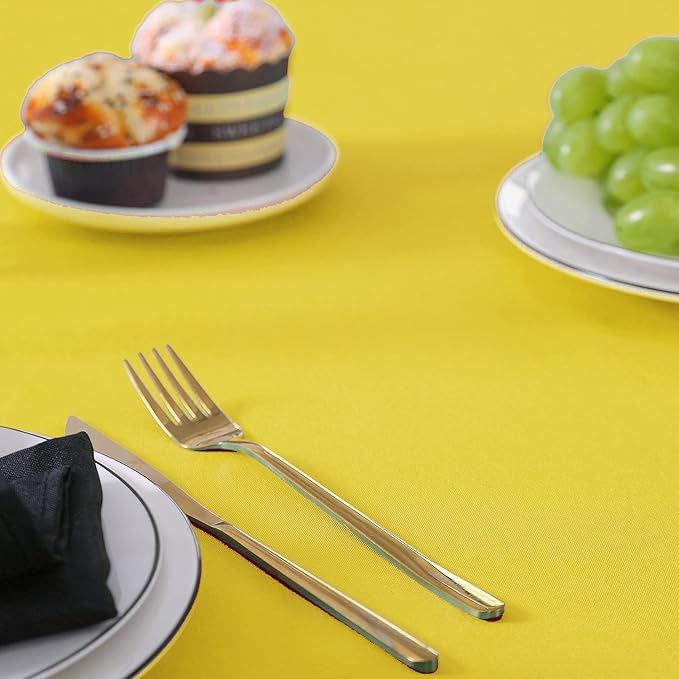 Cupuamon 90 inch Round Tablecloth Washable Polyester Table Cloth Decorative Table Cover for Wedding Party Dining Banquet（90 inch, Yellow）