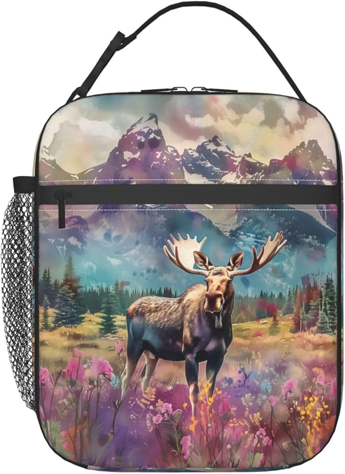 VANZEV Insulated Lunch Box for Women Men, Moose Lunch Box Reusable Portable Lunch Bag Cooler Tote Waterproof Lunch Container for Office Picnic Work Travel Hiking