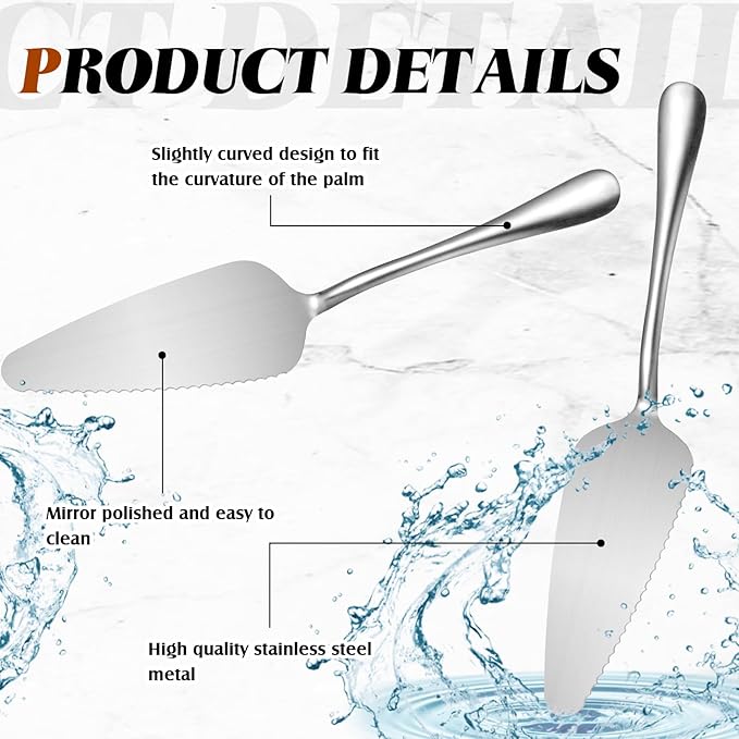 Baderke 50 Pcs Pie Server Pizza Server Spatula Stainless Steel Cake Pie Pastry Professional Utensil for Pizza Dessert Cheese Cutting, 9 Inches, Silver