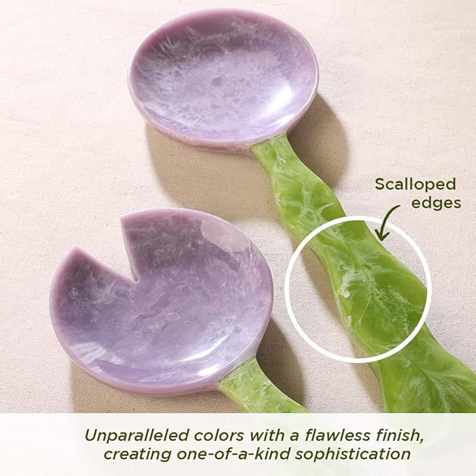 Folkulture Salad Servers or Salad Tongs | Set of 2 (12") Serving Spoons in Kitchen Essentials or Salad Hands Set | Resin Salad Tongs for Serving | Christmas Gifts for Women Unique
