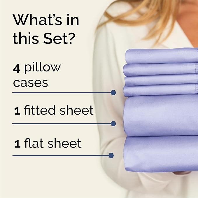 King 6 Piece Sheet Set - Cooling & Breathable Bed Sheets - Hotel Luxury Bed Sheets for Women, Men, Kids & Teens - Comfy Bedding w/Deep Pockets & Easy Fit - Soft & Wrinkle Free - King Lavender Sheets