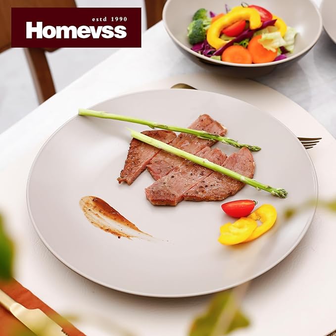 Stoneware Two-Tone Colors Life 18pc Dinner Set, Outside Shiny Black + Inside Matte Glaze Light Beige