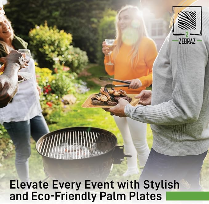 Premium Palm Leaf Disposable Plates ??50pc Square Set: 25pc 10??and 25pc 7?? Heavy-Duty, Microwave Safe, Natural Alternative to Plastic, Ideal for Parties, Weddings, Events, and Everyday Use