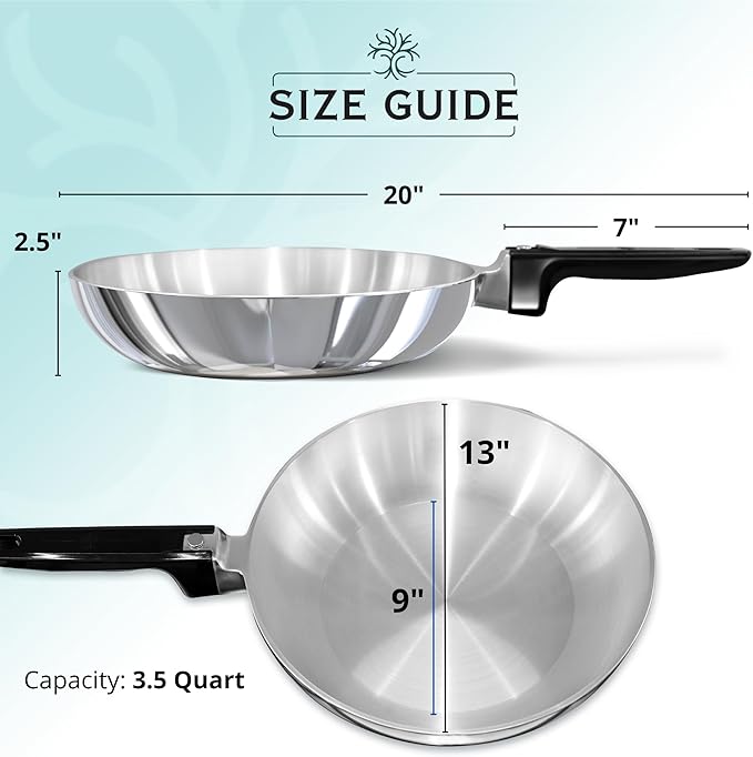 Chef Skillet ??Quick & Even Heat Distribution ??Lightweight Cast Aluminum Frying Pan ??No Seasoning Required ??PFOA & PTFE Free ??Oven Safe Up to 350째F ??Classic Vintage Design (13 Inch)