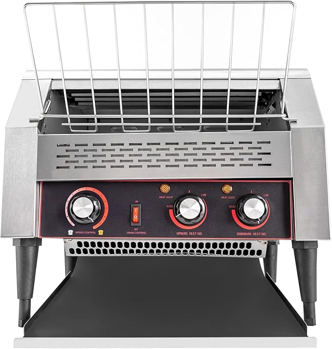 Heavy Duty Conveyor Toaster Oven Electric Bread Oven Industrial Toaster Commercial for Bun Bagel Bread Baked Food with 7 Speed and Front/Back Output Modes (450Slices/H)