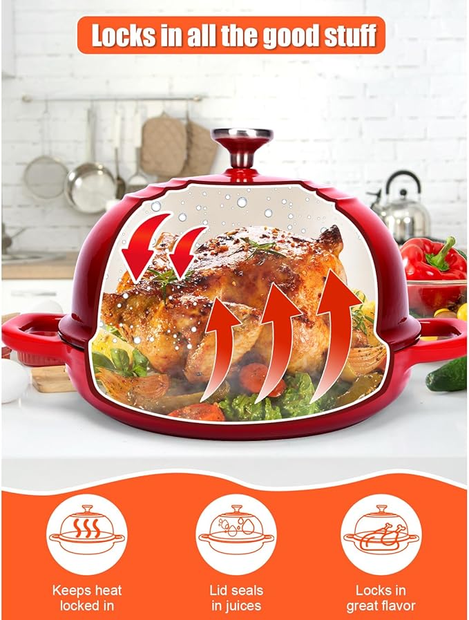 QuliMetal Dutch Oven Bread Baking- 5QT Enamel cast iron Oven with Sourdough Bread-Baking Supplies like Bread Proofing Basket, Scoring Lame, Dough Whisk for Sour dough, Bread-making Red