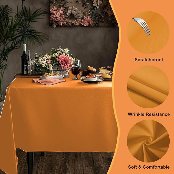 TWINPRET Rectangle Tablecloth 60 x 84 Inch, Glod Waterproof Washable Polyester Table Cloth - Stain & Oil Resistant Rectangular Table Cover for Banquet & Party (Fits 4 Foot Tables) [2 Pack]