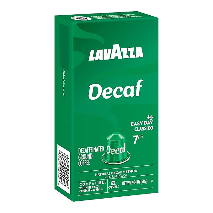 Lavazza Espresso Maestro Decaf (DEK) Aluminum Capsules Compatible with Nespresso* Original Machines, Medium Espresso Roast, Arabica and Robusta Blend (60 Capsules) - Packaging May Vary