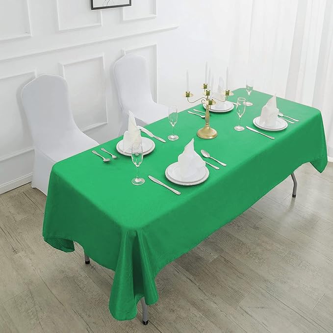 Cupuamon Rectangle Tablecloth 90x132 inch Washable Polyester Fabric Table Cloth for Wedding Party Dining Banquet Decoration（90x132, Emerald）