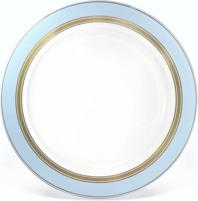 " OCCASIONS " 40 Piece Chargers pack Wedding Party 12'' Disposable Plastic Charger Plates/Chargers (Ritz Blue & Gold)