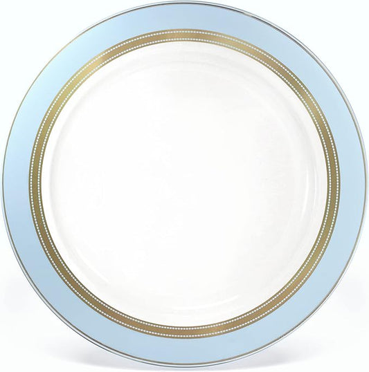 " OCCASIONS " 40 Piece Chargers pack Wedding Party 12'' Disposable Plastic Charger Plates/Chargers (Ritz Blue & Gold)