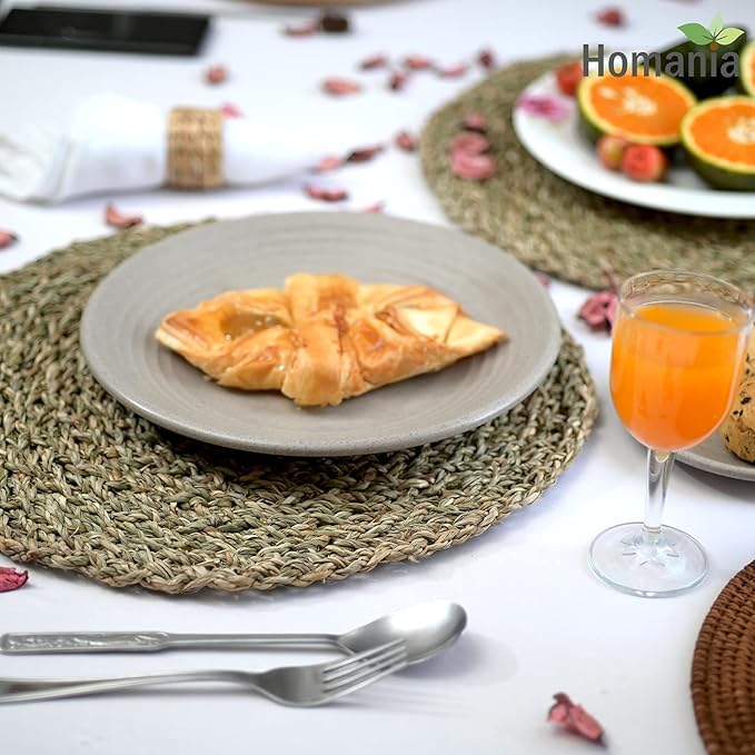 Table Mats Set of 10, Round Seagrass Placemats, Rattan Chargers for Dinner Plates, Place Mats, Charger Plates, Wicker Chargers for Dinner Plates, Manteles Individuales De Mesa, Diameter 11.8 in