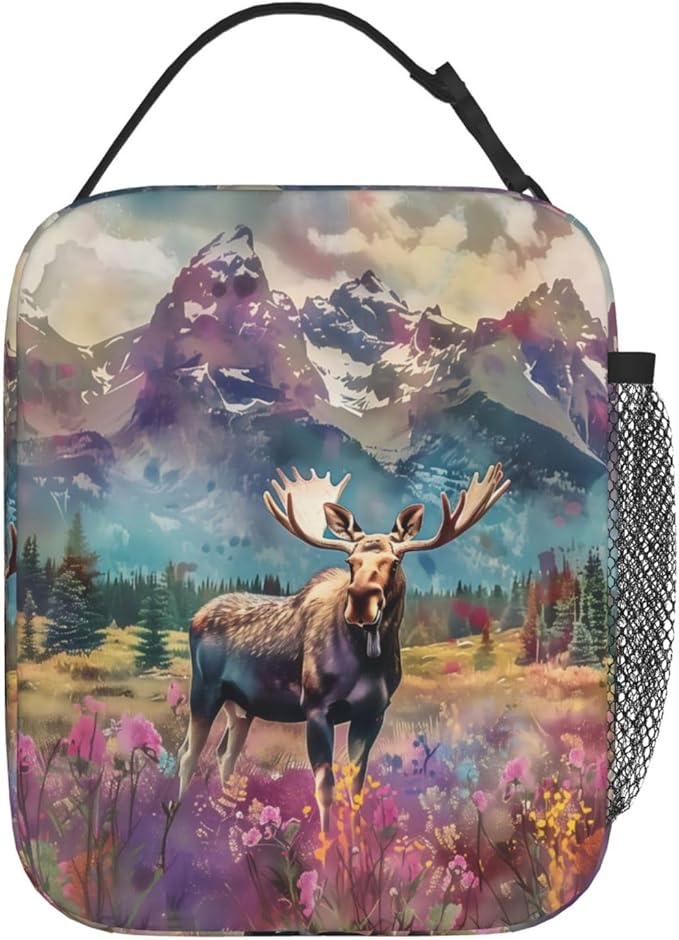VANZEV Insulated Lunch Box for Women Men, Moose Lunch Box Reusable Portable Lunch Bag Cooler Tote Waterproof Lunch Container for Office Picnic Work Travel Hiking