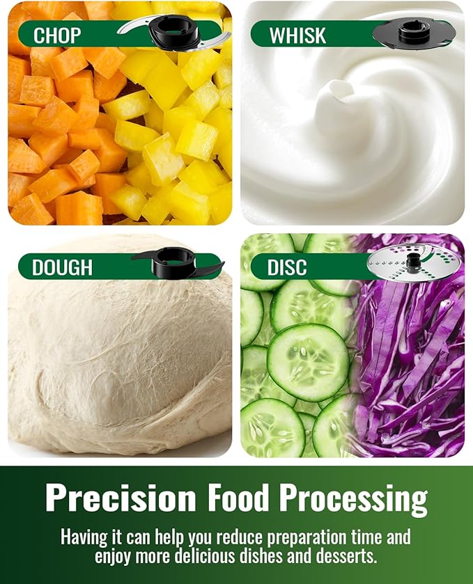 TWOMEOW Food Processor, 4 Programs & Pulse,1000W Max Power,12 Cups Total Volume for Slicing, Mincing, Dicing, Shredding, Puree, Dough and Vegetable Chopper Clean Bowl Scraper, Stainless Steel