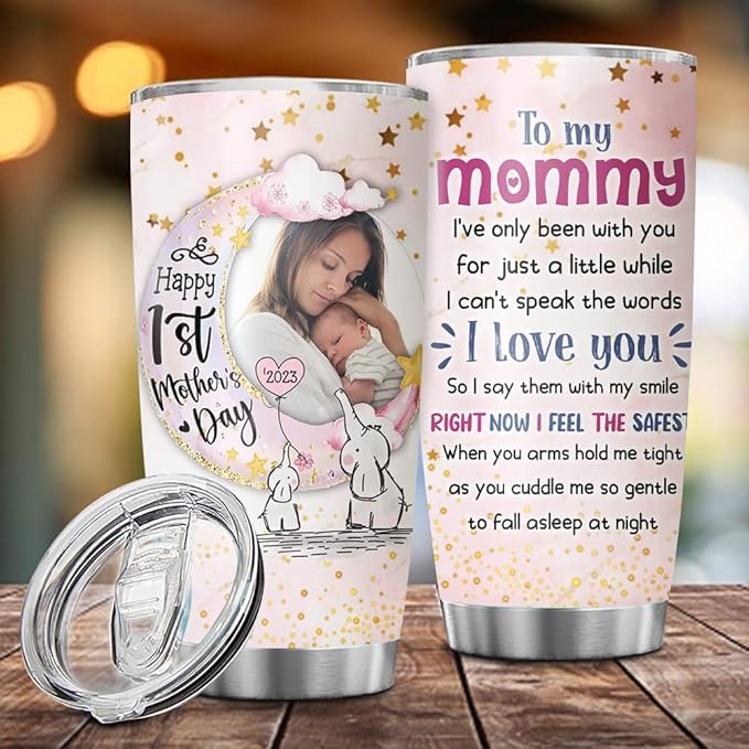Personalized To My Mommy Tumbler, Birthday Christmas Mother's Day Gifts for Women New Mom Wife from Husband, Gifts for Woman After Birth, Custom Photo Stainless Steel Tumbler 20oz 30oz Gift For Women