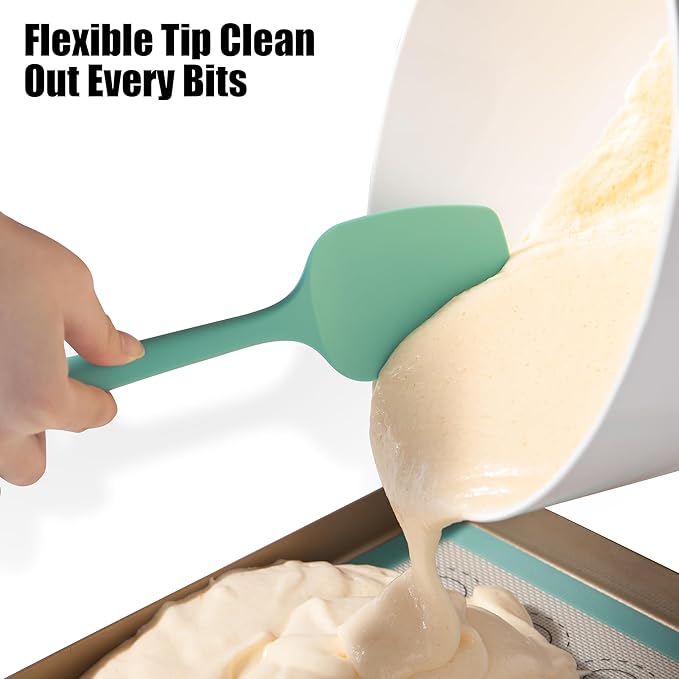 Heat Resistant Silicone Spoon Spatula, Doosu 600째F High Temp Flexible Cooking Spoons Kitchen Rubber Spoonula Scratch-Proof for Mixing Stirring Scraping Serving Non-Stick Cookware (11.4in, Aqua Sky)