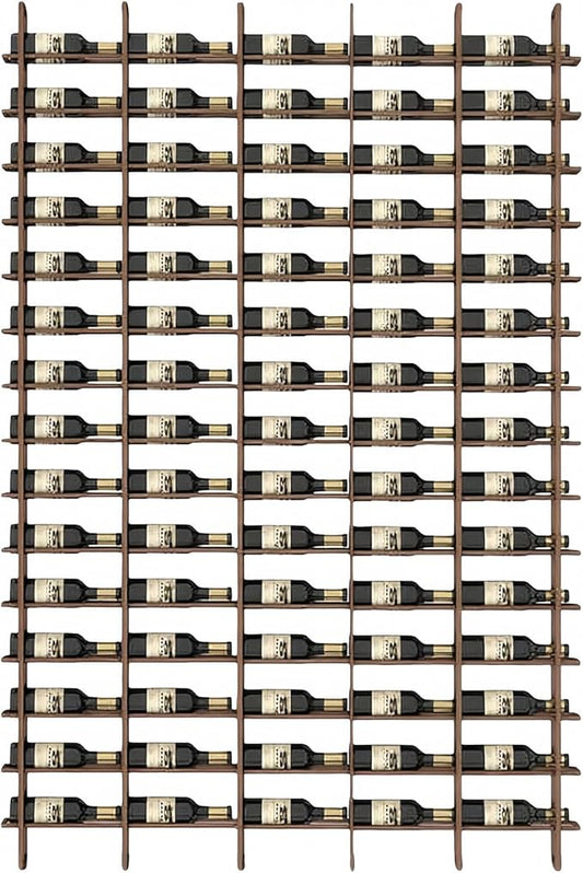 75-Bottle 5-Column Wall-Mounted Wine Rack, Brown Metal Wine Bottle Holder with Vertica Design, Space-Saving Wine Storage Shelf for Home Bar, Kitchen, Restaurant & Cellar(75 Bottles, 74.02" W)