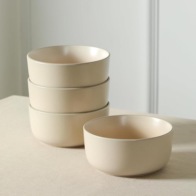 Earth & Clay Amber 12-Piece Dinnerware Set Stoneware, Dishwasher and Microwave Safe Plates and Bowls Set, Dish Set for 4, Beige