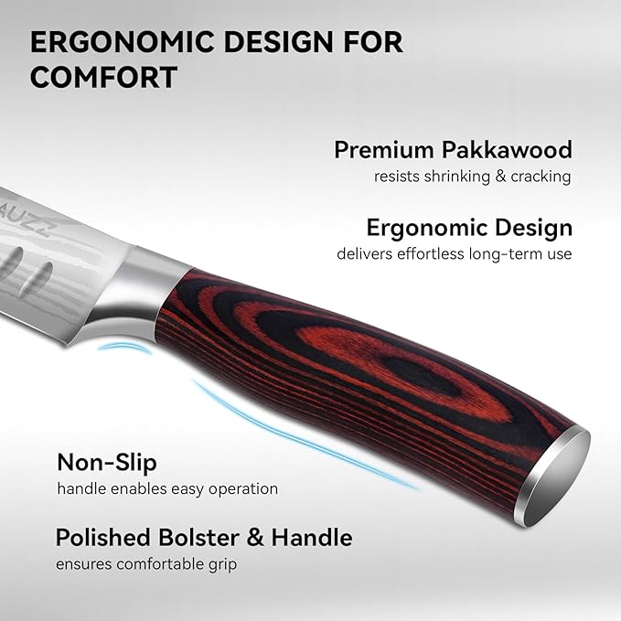 Brisket Knife 12 Inch, Ultra Sharp High Carbon Stainless Steel Carving Knife with Ergonomic Pakkawood Handle & Gift Box for Slicing Ham, Roast Beef, BBQ, Turkey, Perfect Grilling Gift