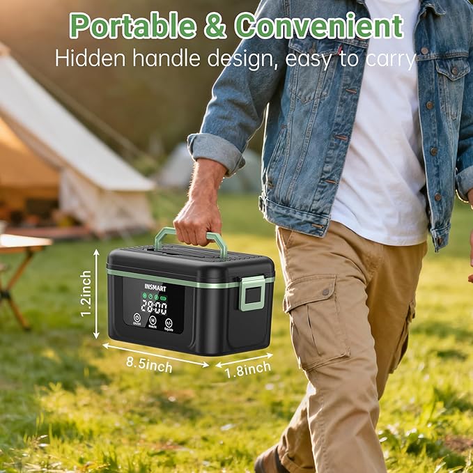 Cordless Electric Lunch Box for Adults, 1.5L Large Portable Heated Lunch Boxes with Smart Timer and 60W Rapid Uniform Heating, 304 Stainless Steel Lunch Box for Office, Travel, Car & Home Use